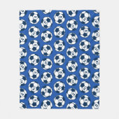 カスタムネイビ王室のーブルーサッカーボールパターン フリースブランケット (正面)