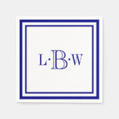 カスタムネイビ縁どーモノグラムの スタンダードカクテルナプキン (正面)