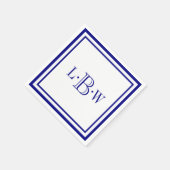 カスタムネイビ縁どーモノグラムの スタンダードカクテルナプキン (角)