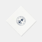 カスタムネイビ航海のーブルーいかりボート名 スタンダードカクテルナプキン (角)