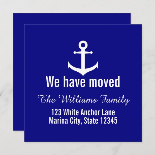 カスタムネイビ航海のーブルー引越アナウンスメントカード 案内状 (正面/裏面)