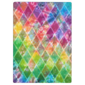 カスタムネオンレインボー絞り染めウォーターカラーハーレキン クリップボード (裏面)