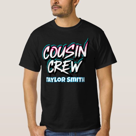 カスタムネオン落書きスタイル従兄弟クルーおそろいデザイン Tシャツ (正面)