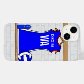 カスタムネットボールのユニフォーム赤と白ブルー Case-Mate iPhoneケース (裏面 (横))