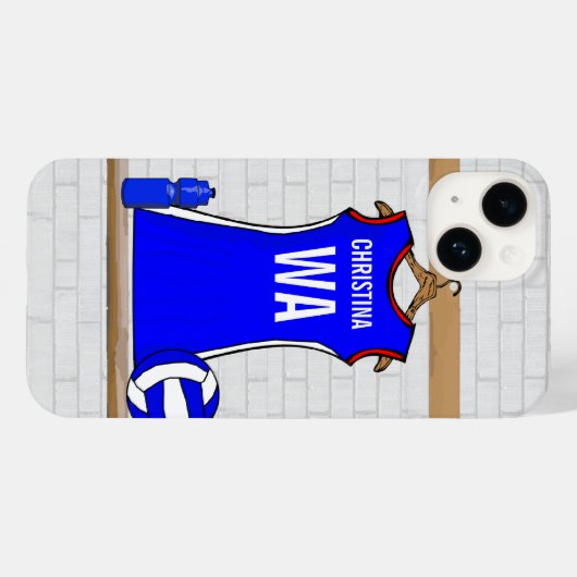 カスタムネットボールのユニフォーム赤と白ブルー Case-Mate iPhoneケース (裏面 (横))