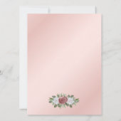 カスタムネービーブルー赤面ピンク金ゴールドフローラ結婚ズ 招待状 (裏面)