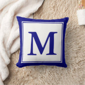 カスタムネービー・ブルー・アンド・ホワイト クッション (ブランケット)