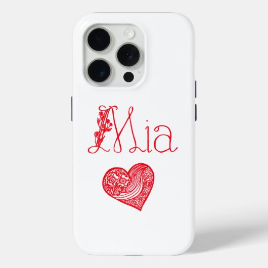 カスタムネームとハート - オーダーメイドiPhone 15 Pro C Case-Mate iPhoneケース (裏面)