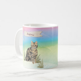 カスタムネームのタビー猫ペット コーヒーマグカップ