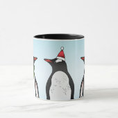 カスタムネームの3羽のクリスマスジェンツーペンギン マグカップ (中央)