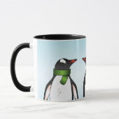 カスタムネームの3羽のクリスマスジェンツーペンギン マグカップ (左)