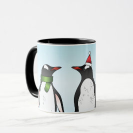 カスタムネームの3羽のクリスマスジェンツーペンギン マグカップ