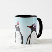 カスタムネームの3羽のクリスマスジェンツーペンギン マグカップ (正面右)