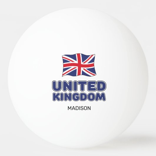 カスタムネームイギリス国旗 卓球ボール (正面)