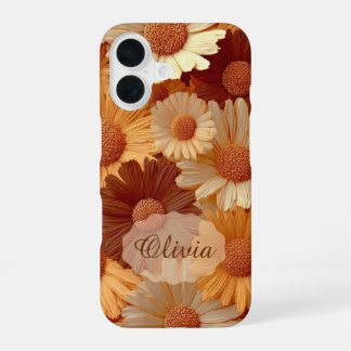 カスタムネームケース - 田舎風ボヘミアン風フラワーデイジー iPhone 16ケース