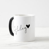 カスタムネームテキスト極小ブラックハート シンプルアシュレイ モーフィングマグカップ (正面左)