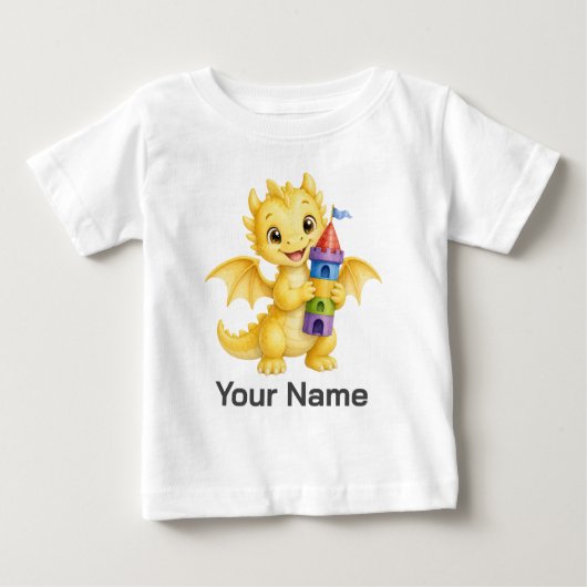 カスタムネームドラゴン城塔ベビー ベビーTシャツ (正面)