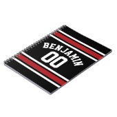 カスタムネームナンバー ブラックレッド スポーツジャージ ノートブック (左側)