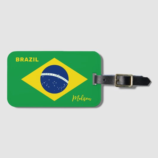 カスタムネームブラジル旗 ラゲッジタグ (正面横)