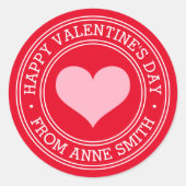カスタムネームレッドからバレンタインデーの幸せを ラウンドシール (正面)