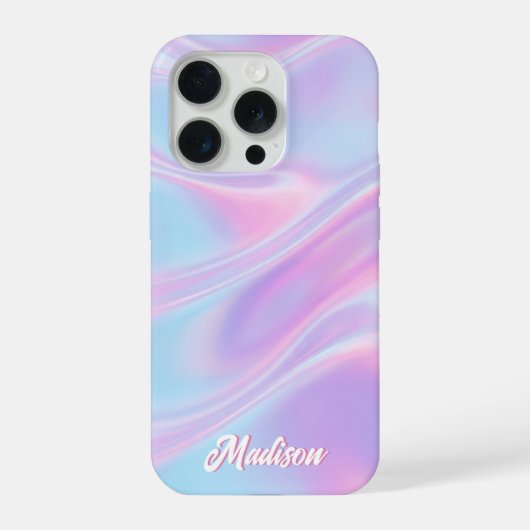 カスタムネーム入りおしゃれな擬似イリデッセントiPhoneケース iPhoneケース (裏面)