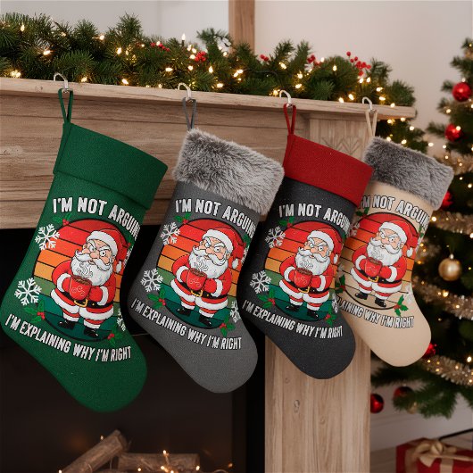 カスタムネーム入りおもしろいサンタのホリデー装飾 スモールクリスマスストッキング