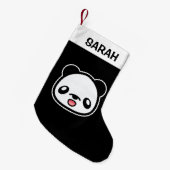 カスタムネーム入りかわいいパンダ スモールクリスマスストッキング (正面 (吊り時))