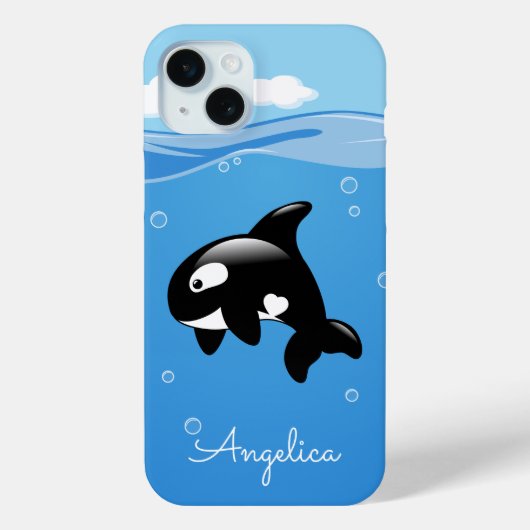 カスタムネーム入りのかわいいシャチの海の中 Case-Mate iPhoneケース (裏面)