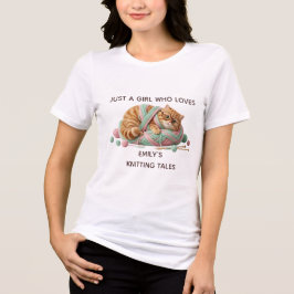カスタムネーム入りふわふわニット猫セーター風Tシャツ トライブレンドTシャツ