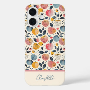 カスタムネーム入りアップル柄 iPhone 16ケース