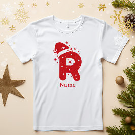 カスタムネーム入りカラー変更可能クリスマスイニシャル Tシャツ