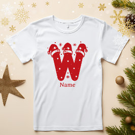 カスタムネーム入りカラー変更可能クリスマスイニシャル Tシャツ