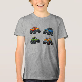 カスタムネーム入りキッズモンスタートラックTシャツ トライブレンドＴシャツ