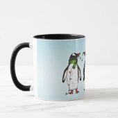 カスタムネーム入りクリスマスのペンギン3羽 マグカップ (左)