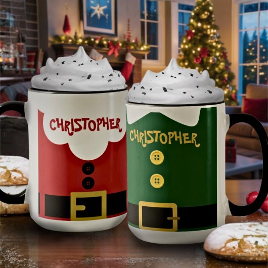 カスタムネーム入りクリスマスキッズサンタクロースデザイン マグカップ