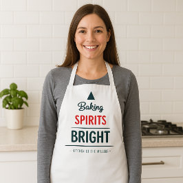 カスタムネーム入りクリスマスツリーの「Baking Spirits Bright」エプロン エプロン