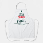 カスタムネーム入りクリスマスツリーの「Baking Spirits Bright」エプロン エプロン (正面)