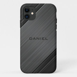 カスタムネーム入りグンマットグレー テクスチャーデザイン iPhone 11 ケース