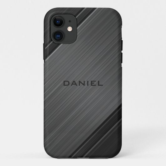 カスタムネーム入りグンマットグレー テクスチャーデザイン Case-Mate iPhoneケース (裏面)