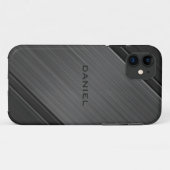 カスタムネーム入りグンマットグレー テクスチャーデザイン Case-Mate iPhoneケース (裏面(横))