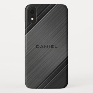 カスタムネーム入りグンメタルグレー質感デザイン iPhone XRケース