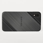 カスタムネーム入りグンメタルグレー質感デザイン Case-Mate iPhoneケース (裏面(横))
