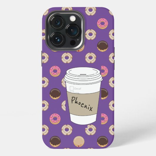 カスタムネーム入りコーヒーとドーナツ iPhoneケース (裏面)