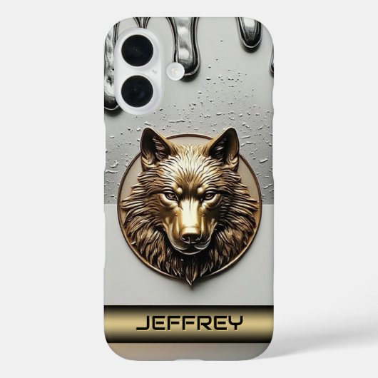 カスタムネーム入りゴールデンウルフ 🐺 Case-Mate iPhoneケース (裏面)