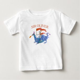 カスタムネーム入りドラゴン騎士キッズTシャツ ベビーTシャツ