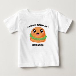 カスタムネーム入りハッピー・チーズバーガー ベビーTシャツ
