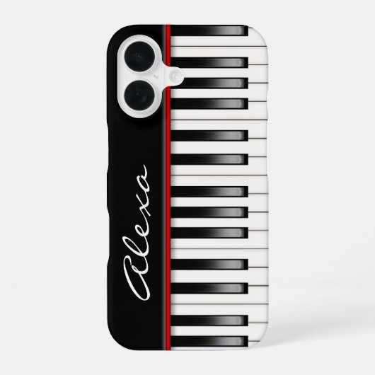 カスタムネーム入りピアノキーボード iPhone 16ケース (裏面)