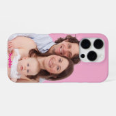 カスタムネーム入りピンクの家族写真 iPhoneケース (裏面横)