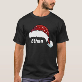 カスタムネーム入りファミリーマッチング クリスマス サンタ帽子 Tシャツ