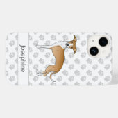 カスタムネーム入りフォーン&ホワイトのイタリアングレーハウンド Case-Mate iPhoneケース (裏面 (横))